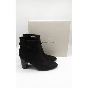 Bandolino Ocorn2 Black Suede Ankle Boots With Block Heel Size 11M NEW